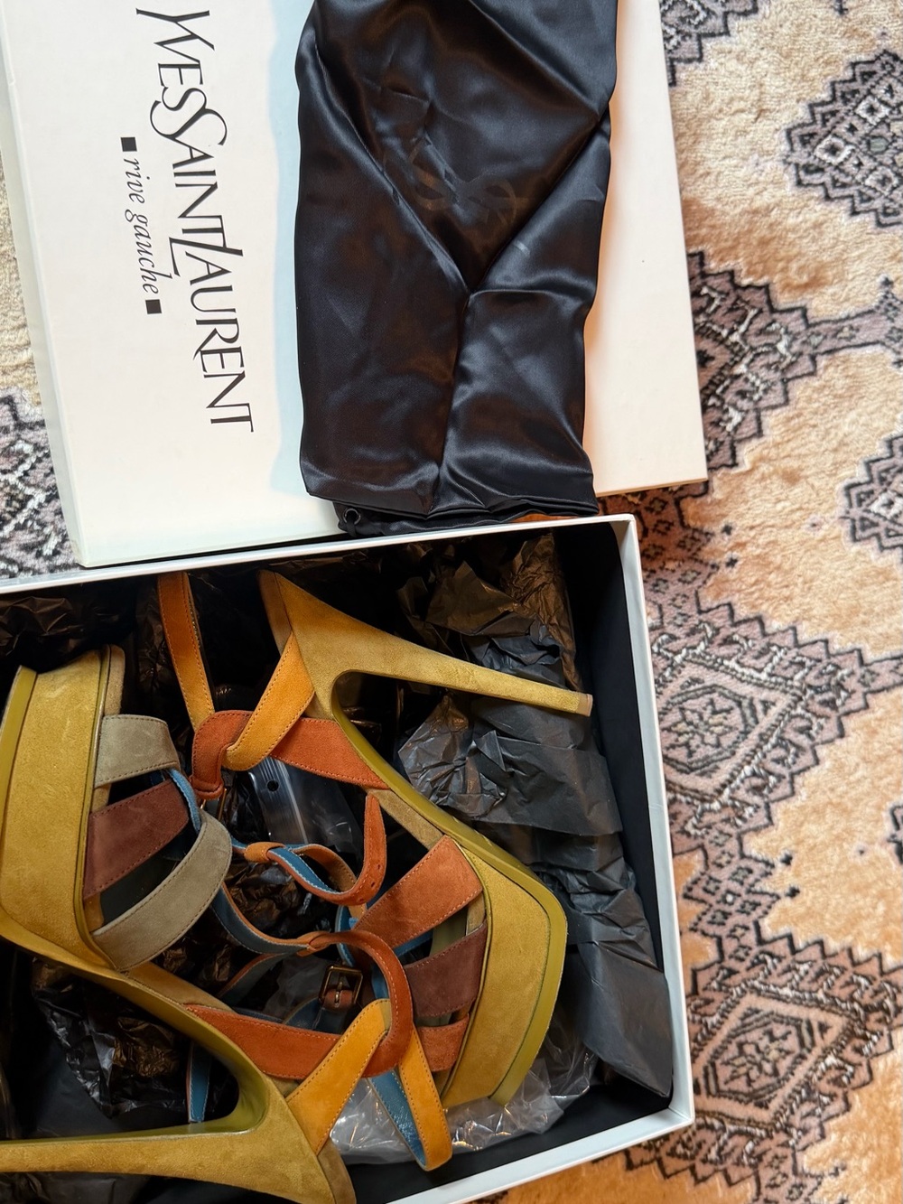 Yves Saint Laurent Multicolor Suede Platform Sandals – Size - Picture 5 of 11